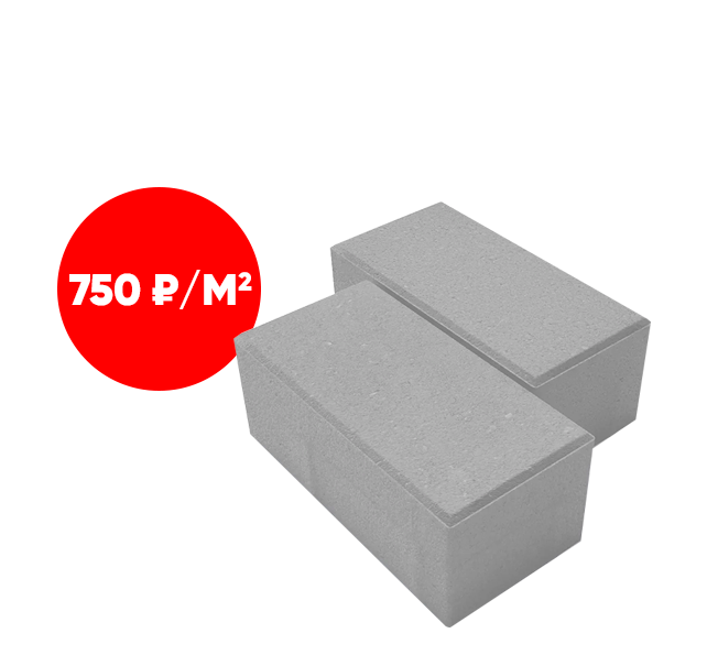 Брусчатка кирпич серая (60*100*200, 50шт/м2, 12м2, 2,5кг/шт, 600шт/под)